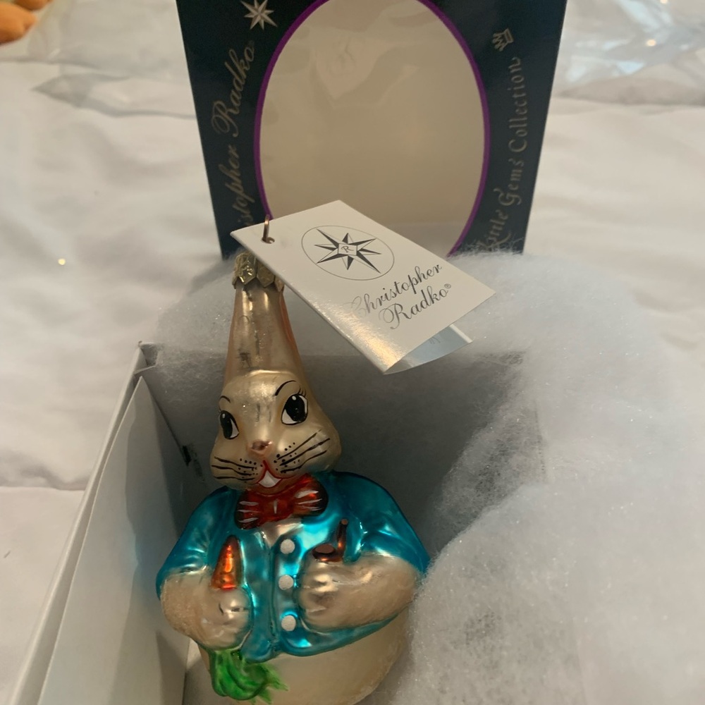 Radko Blue Rabbit Holiday Ornament